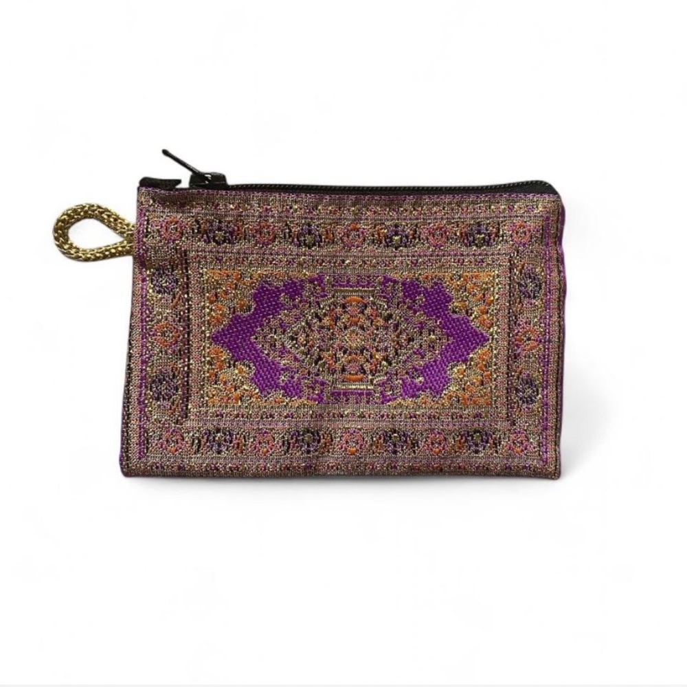 Purple Turkish Carpet Patterned Zipper Coin Purse/Pouch
